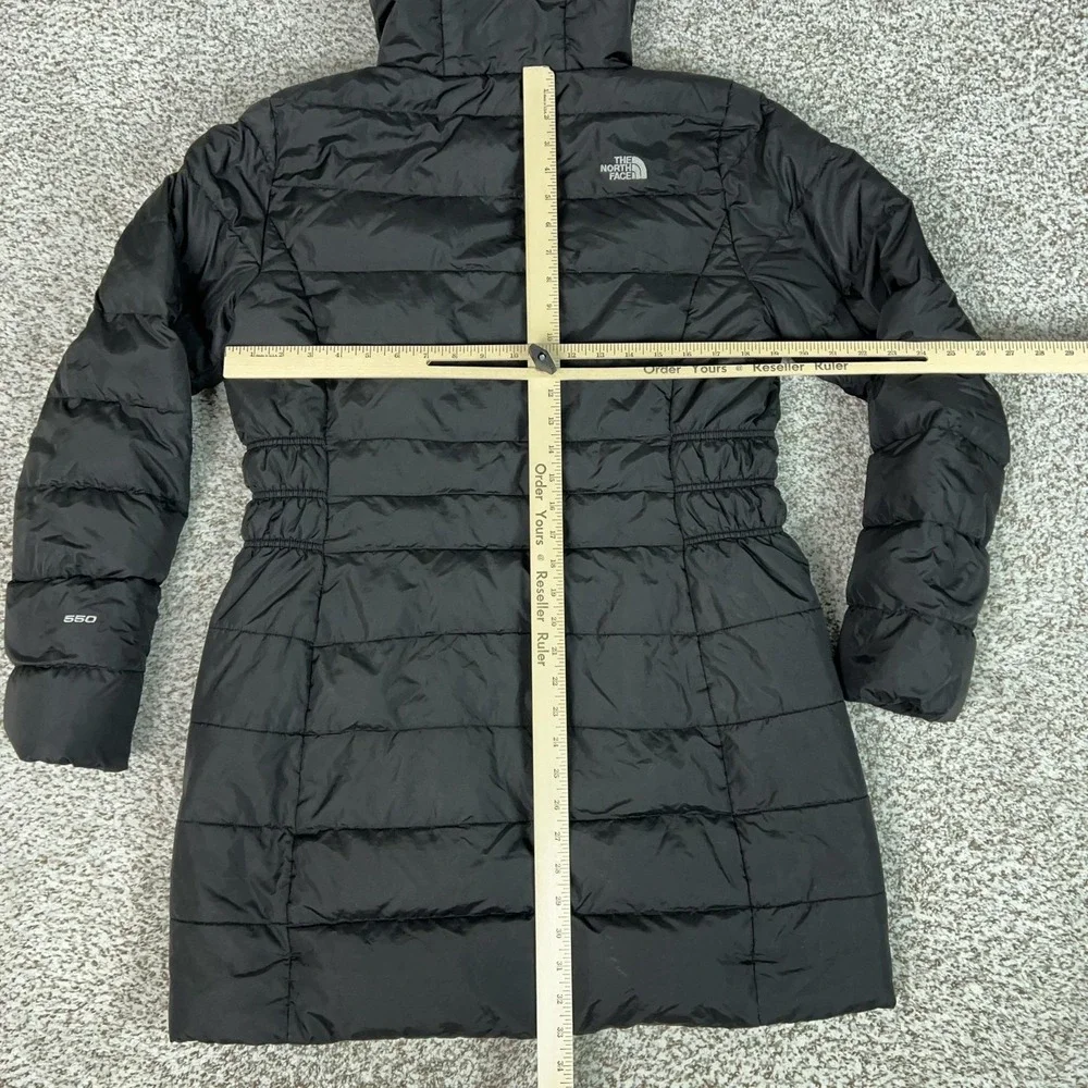 The North Face Puffer Coat Womens L Black Hooded 550 Down Long Warm Winter